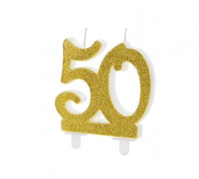 Sviečka na tortu 50 zlatá